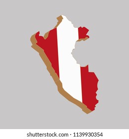Peruvian map with flag, national symbol of Peru