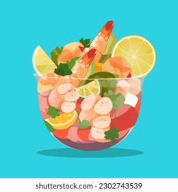 The Peruvian mixed ceviche, traditional dish vector illustration