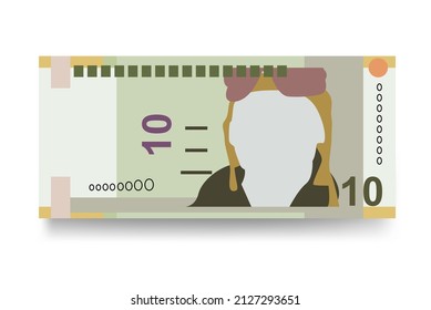 Peruvian New Sol Vector Illustration. Peru money set bundle banknotes. Paper money 10 PEN. Flat style. Isolated on white background. Simple minimal design.