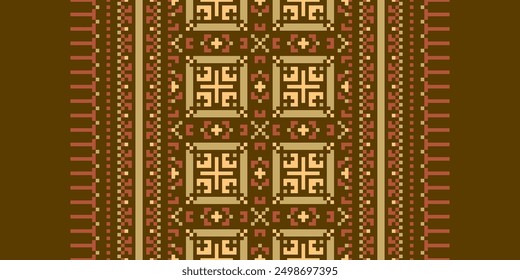 Patrón peruano sin fisuras nativo americano, bordado de motivos, diseño de Vector de bordado Pixel Ikat para patrón de encaje de impresión de cerámica turca antiguo patrón de jacquard de arte de Egipto