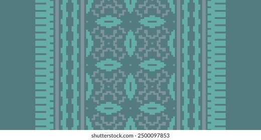 Patrón peruano inconsútil nativo americano, bordado del motivo, diseño del Vector del bordado de Pixel Ikat para el lazo de impresión que tiñe la funda de almohada sambal puri kurti mughal architecture