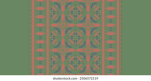 Peruvian pattern Seamless Scandinavian pattern Motif embroidery, Pixel Ikat embroidery vector Design for Print tapestry floral kimono repeat pattern lacing spanish motif