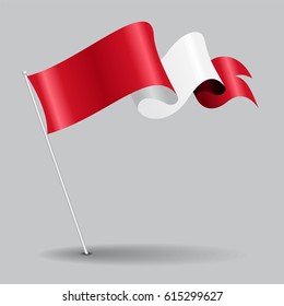 Peruvian pin icon wavy flag. Vector illustration.