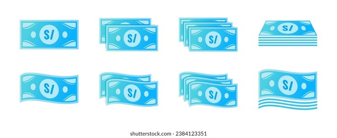 Peruvian Sol Banknote Icon Set