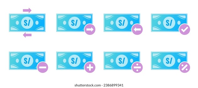 Peruvian Sol Money Transaction Icon Set