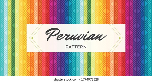 Peruvian traditional seamless colorful geometric pattern - Ethnic ornament vector texture. Copy Space