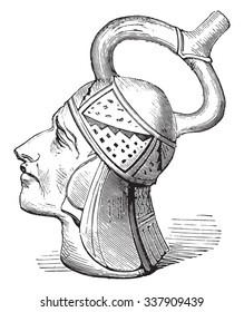 Peruvian Vase, vintage engraved illustration. Industrial encyclopedia E.-O. Lami - 1875.
