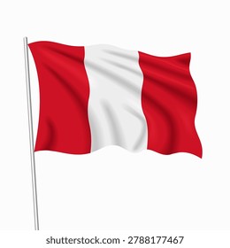 Peruvian waving national flag, symbolizing national pride, ideal for patriotic badges, or cultural design themes and national holidays. Vector illustration.