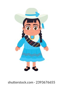 peruvian woman with blue dress vector isolated