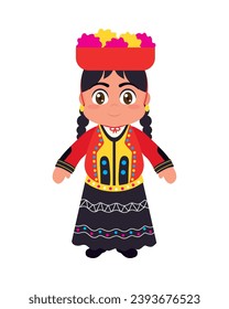 peruvian woman illustration vector isolated
