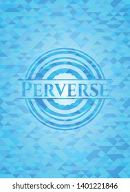 Perverse light blue mosaic emblem