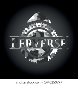 Perverse written on a grey camouflage texture