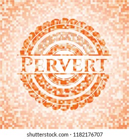 Pervert abstract orange mosaic emblem with background