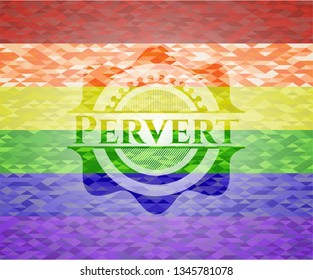 Pervert on mosaic background with the colors of the LGBT flag