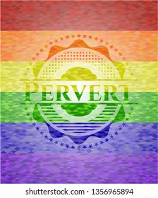 Pervert on mosaic background with the colors of the LGBT flag