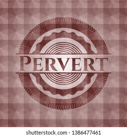 Pervert red emblem with geometric pattern. Seamless.