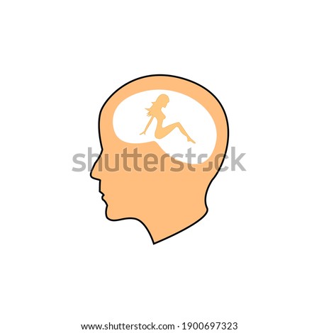 perverted, isolated and trendy lecherous brain. Nasty brain background for your website design logo, app, UI. Vector icon illustration, EPS10.