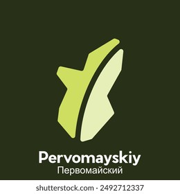 Pervomayskiy City Map flat icon illustration, Vector map of Kazakhstan with named governance and travel icons template