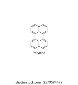 Perylene skeletal structure.Polycyclic Aromatic Hydrocarbon compound schematic illustration. Simple diagram, chemical structure.