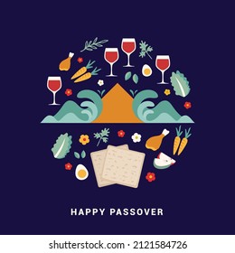Pesah celebration concept, jewish Passover holiday. Matzah bread, spring flowers and passover greeting. Pesach template, invitation and greeting card design