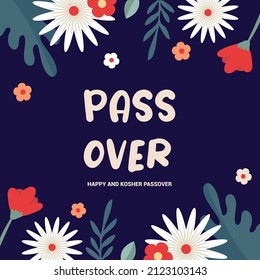 Pesah celebration concept, Jewish Passover holiday. spring flowers and Passover greeting. Pesach template, invitation and greeting card design