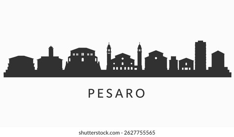 Pesaro Skyline Vector with Italy City Silhouette.