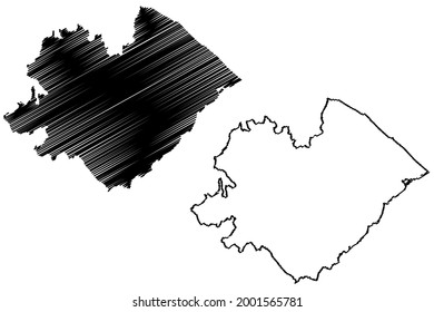 Pesaro and Urbino province (Italy, Italian Republic, Marche or The Marches region) map vector illustration, scribble sketch Province of Pesaro and Urbino map