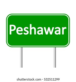 Peshawar road sign isolated on white background.