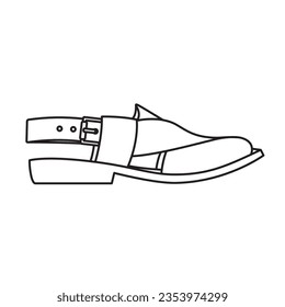 Peshawari, Norozi Chappal and Sandals outline vector illustration