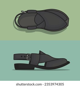 Peshawari, Norozi Chappal and Sandals vector illustration