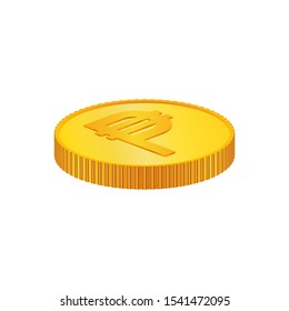 Peso. 3D isometric Physical coins. Currency. Golden coins with Peso symbol isolated on  background. Vector illustration.   Philippines - Vector. PHP.