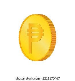 Peso. 3D isometric Physical coins. Currency. Golden coins with Peso symbol isolated on  background. Vector illustration.   Philippines - Vector. PHP.