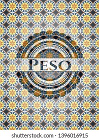 Peso arabic emblem background. Arabesque decoration.