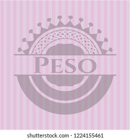 Peso badge with pink background