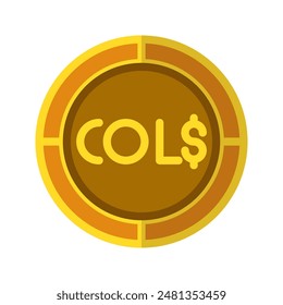 Peso coin icon. Currency flat icons in golden color, symbol of Colombian money. Vector Illustrations.