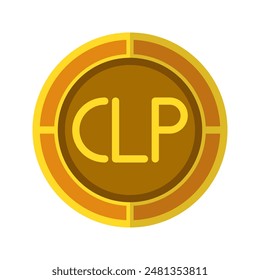 Peso coin icon. Currency flat icons in golden color, symbol of Chilean money. Vector Illustrations.