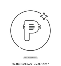 Peso coin icon, Latin American currency symbol on white background - vector illustration