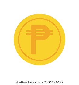 peso coin icon round gold vector illustration isolated on white background. Business and finance concept design element.