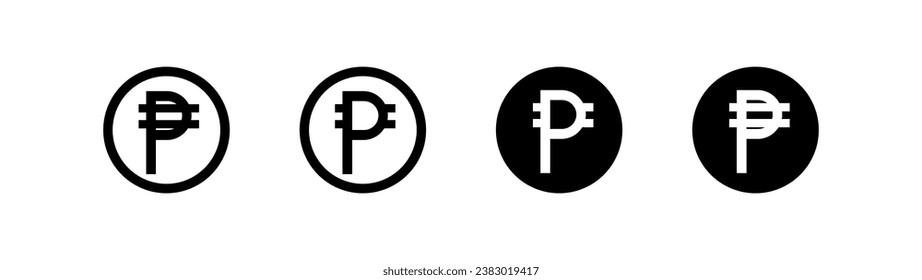 Peso coin icons. Silhouette, black, coins money icons, peso coins. Vector icons