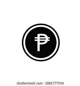 Peso coin monochrome black and white icon. Current currency symbol.Mexico currency icon. Money sign.