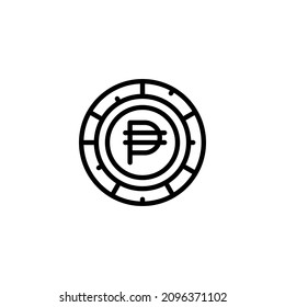 Peso coin monochrome black and white icon. Current currency symbol, coin, money icon. Element of finance signs. Premium quality graphic design icon. Signs and symbols collection icon for websites, web