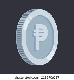 
Peso Coin Silver Philippine Money Tin PHP Vector