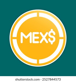 Peso coins icons. Mexican money symbol, unique gradient currency logo.