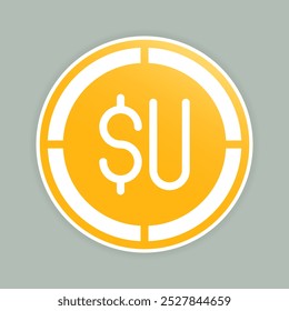 Peso coins icons. Uruguayan money symbol, currency Icon logo with gradient fill color scheme.