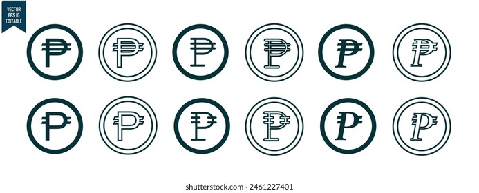 peso currency set icon, simple design with circle frame, for graphic and business needs, editable vector eps 10.