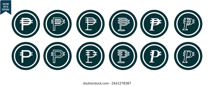 peso currency set icon, simple design with circle frame, for graphic and business needs, editable vector eps 10.