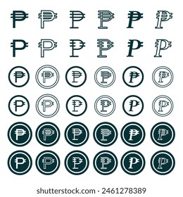 peso currency set icon, simple design with circle frame, for graphic and business needs, editable vector eps 10.