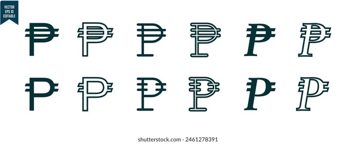 peso currency set icon, simple design with circle frame, for graphic and business needs, editable vector eps 10.