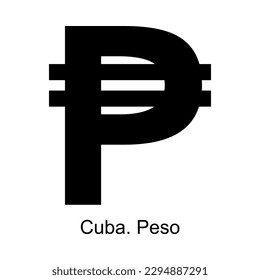 Peso currency symbol of Cuba on white background