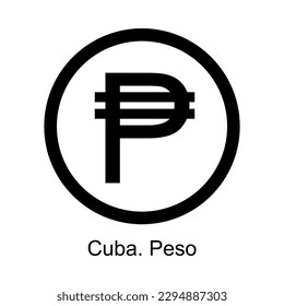 Peso currency symbol of Cuba on white background